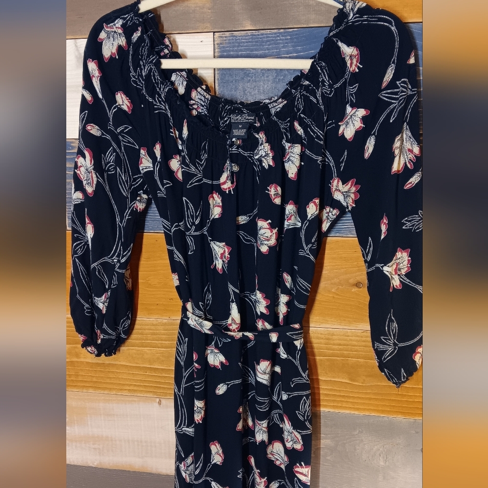 Lucky Brand Floral Dress Navy M Prairie Core - Picture 2 of 7
